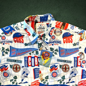 Chicago Cubs Aloha Reyn Spooner Baseball Hawaiian Shirt 100% Cotton Men's Small